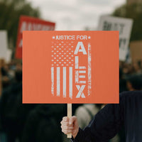 Justice for Alex Pretti American Flag Protest Sign Minneapolis Jan 24 2026 Memorial Tribute
