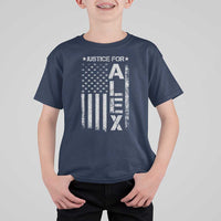 Justice for Alex Pretti American Flag T Shirt For Kid Minneapolis Jan 24 2026 Memorial Tribute