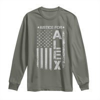 Justice for Alex Pretti American Flag Long Sleeve Shirt Minneapolis Jan 24 2026 Memorial Tribute