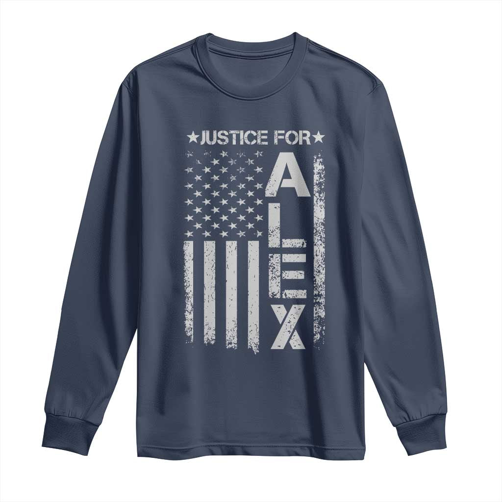 Justice for Alex Pretti American Flag Long Sleeve Shirt Minneapolis Jan 24 2026 Memorial Tribute