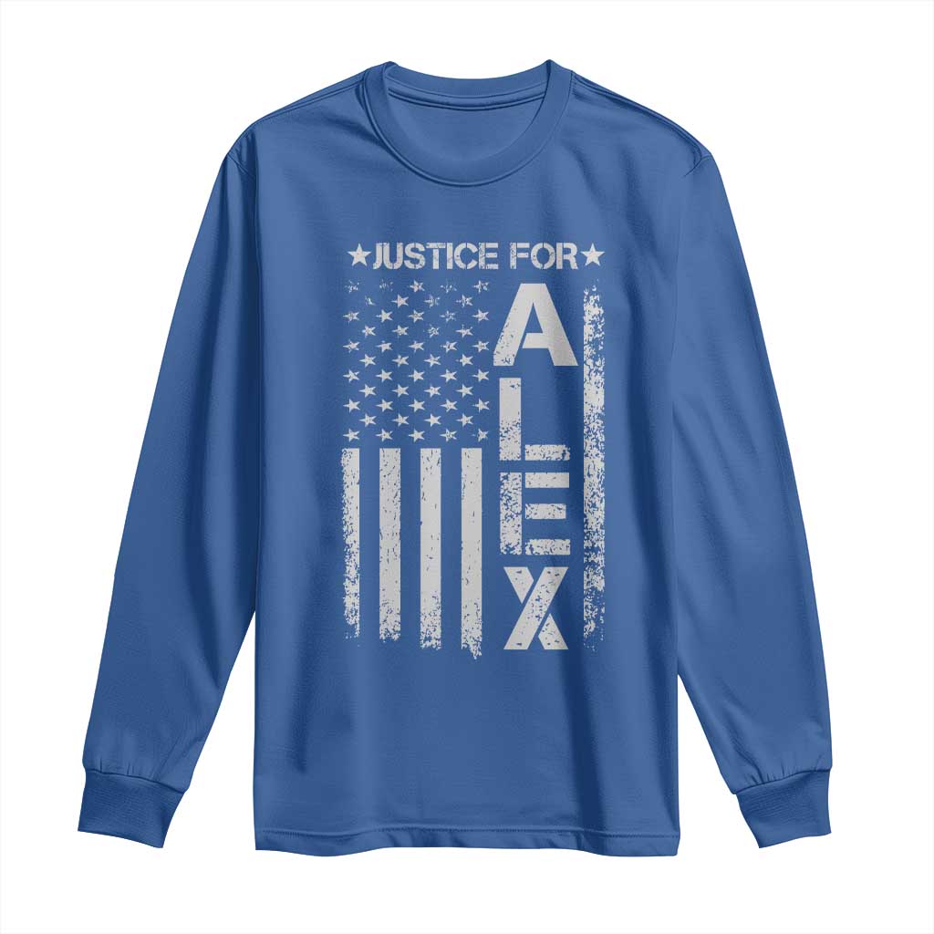 Justice for Alex Pretti American Flag Long Sleeve Shirt Minneapolis Jan 24 2026 Memorial Tribute