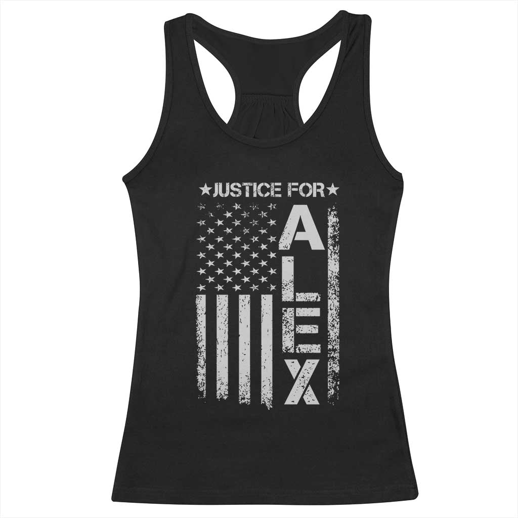 Justice for Alex Pretti American Flag Racerback Tank Top Minneapolis Jan 24 2026 Memorial Tribute