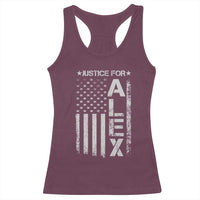 Justice for Alex Pretti American Flag Racerback Tank Top Minneapolis Jan 24 2026 Memorial Tribute
