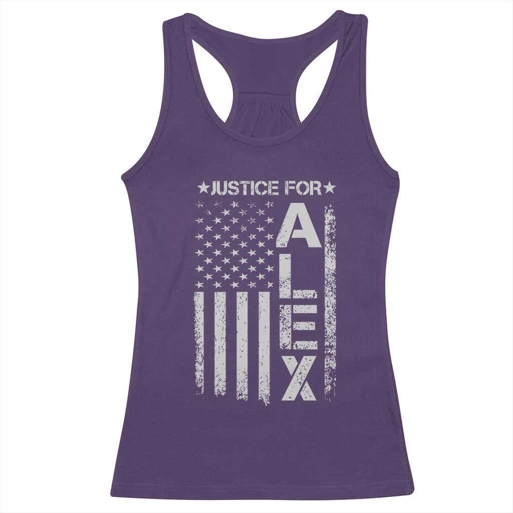 Justice for Alex Pretti American Flag Racerback Tank Top Minneapolis Jan 24 2026 Memorial Tribute