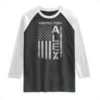 Justice for Alex Pretti American Flag Raglan Shirt Minneapolis Jan 24 2026 Memorial Tribute