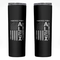 Justice for Alex Pretti American Flag Skinny Tumbler Minneapolis Jan 24 2026 Memorial Tribute
