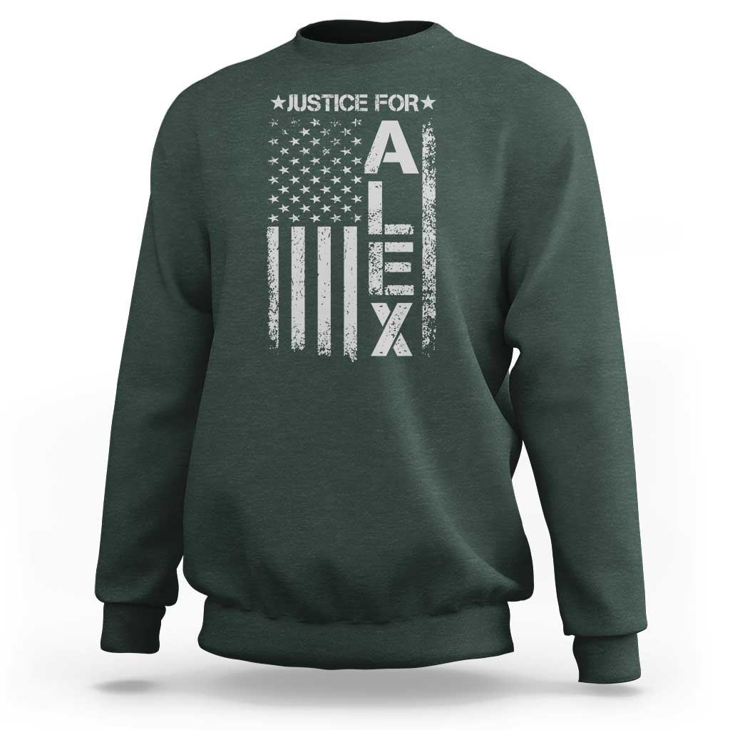 Justice for Alex Pretti American Flag Sweatshirt Minneapolis Jan 24 2026 Memorial Tribute