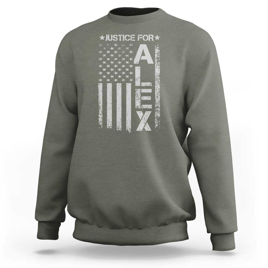 Justice for Alex Pretti American Flag Sweatshirt Minneapolis Jan 24 2026 Memorial Tribute