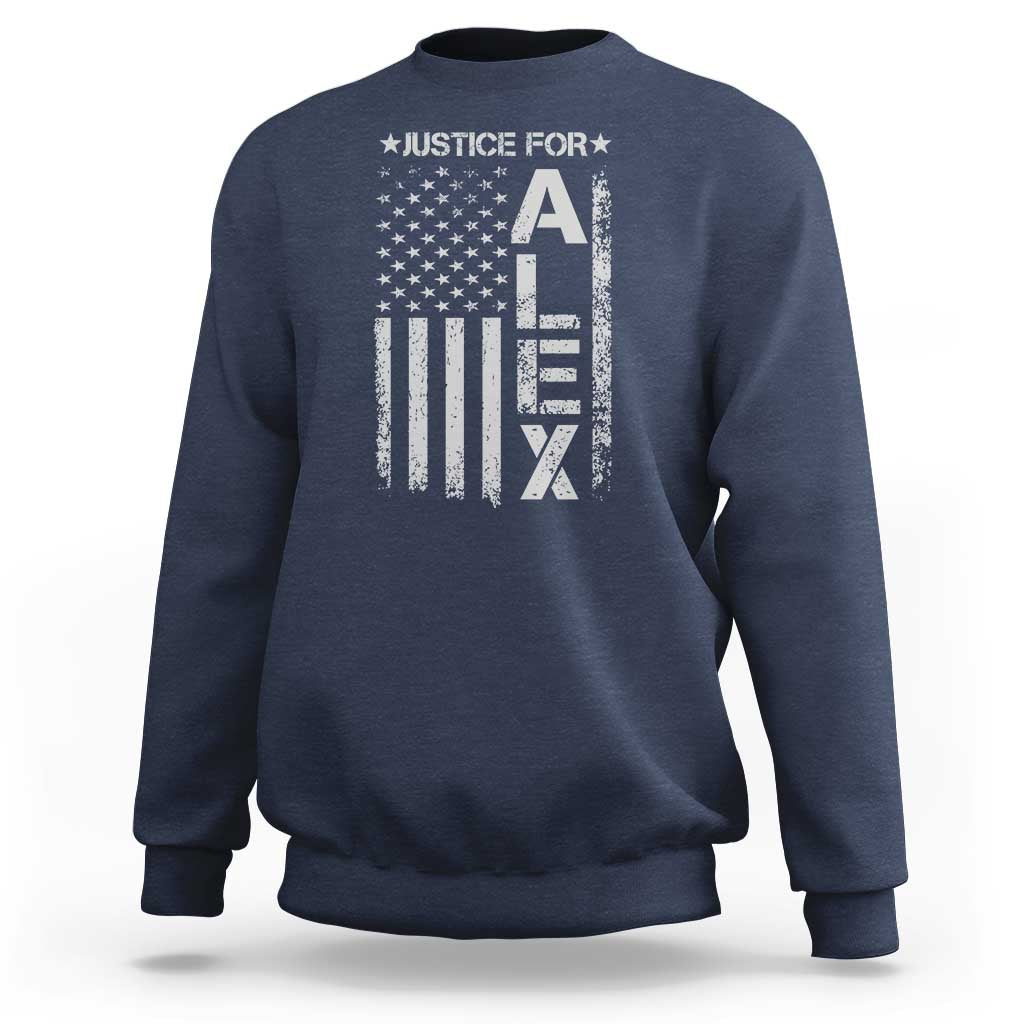 Justice for Alex Pretti American Flag Sweatshirt Minneapolis Jan 24 2026 Memorial Tribute