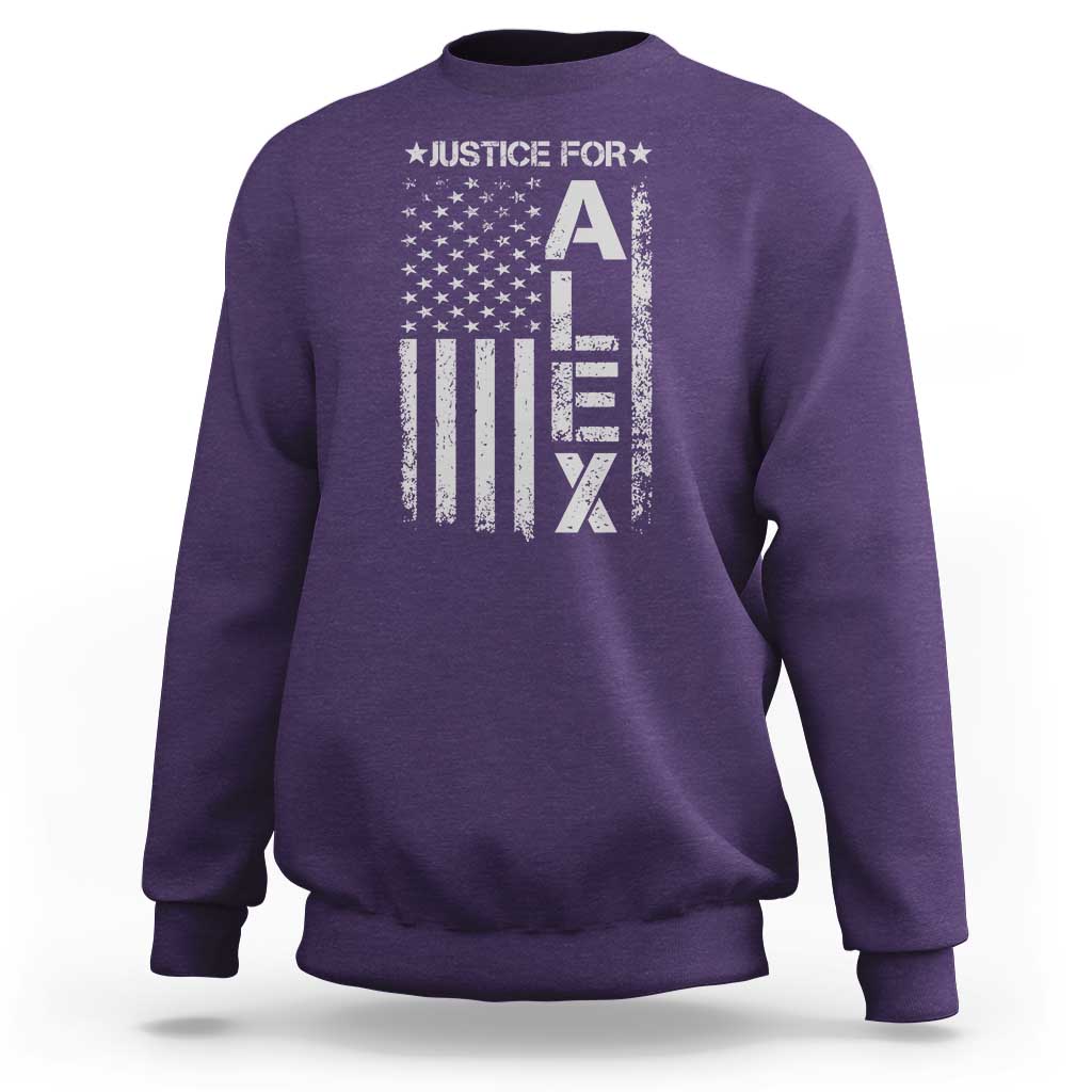 Justice for Alex Pretti American Flag Sweatshirt Minneapolis Jan 24 2026 Memorial Tribute