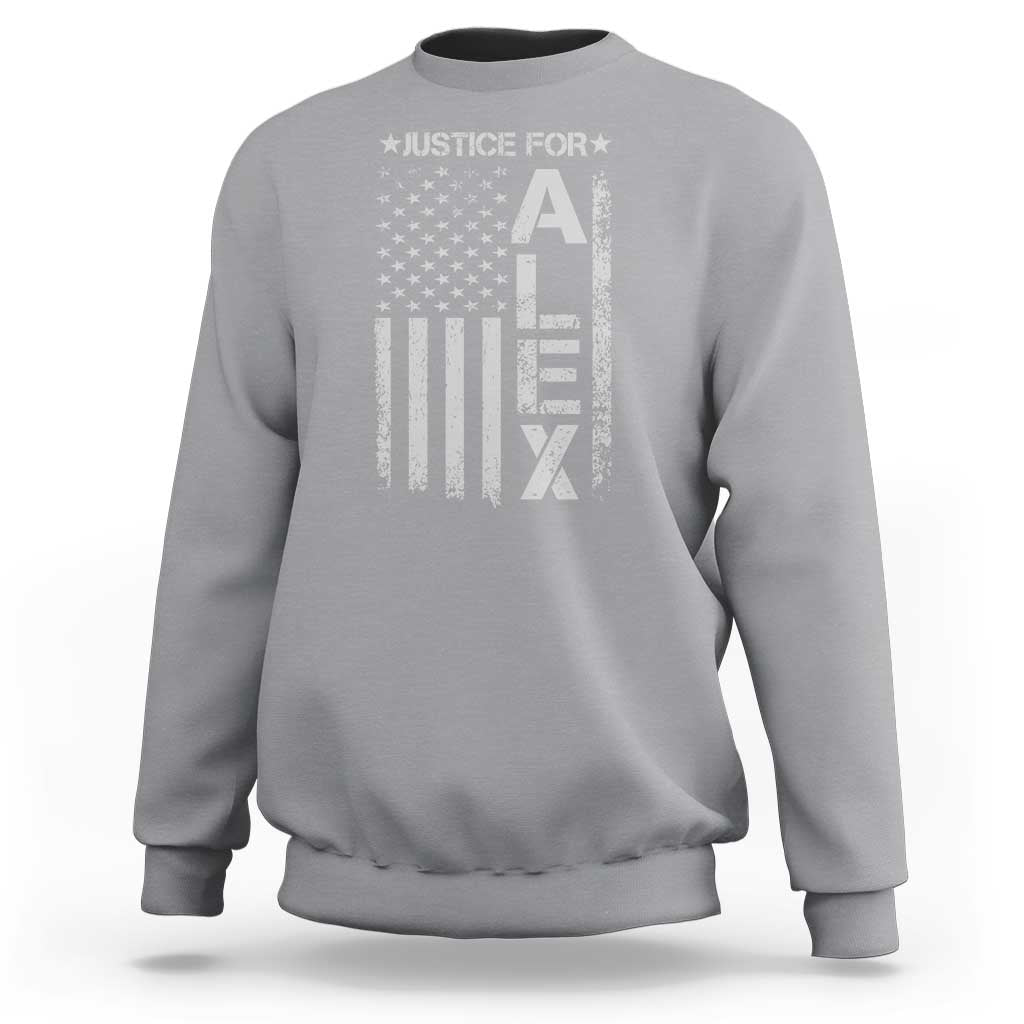 Justice for Alex Pretti American Flag Sweatshirt Minneapolis Jan 24 2026 Memorial Tribute