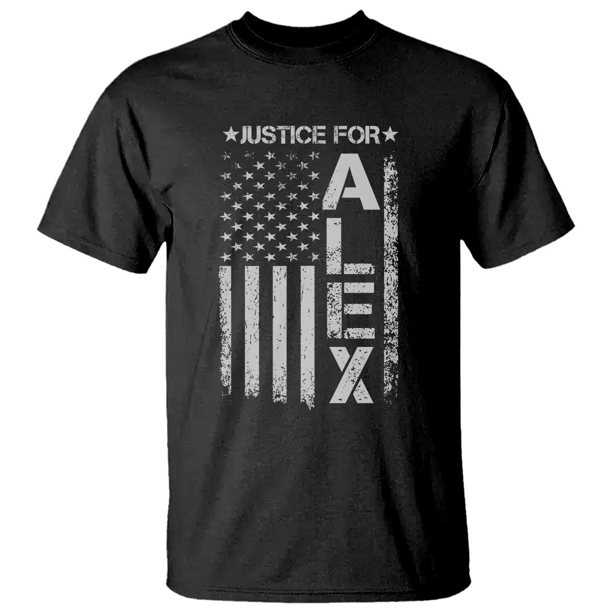 Justice for Alex Pretti American Flag T Shirt Minneapolis Jan 24 2026 Memorial Tribute