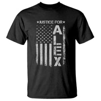 Justice for Alex Pretti American Flag T Shirt Minneapolis Jan 24 2026 Memorial Tribute