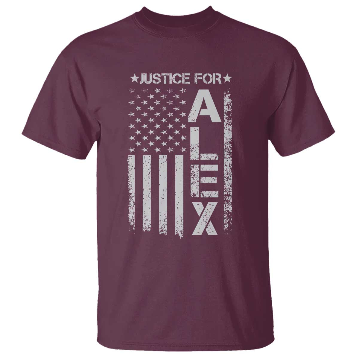 Justice for Alex Pretti American Flag T Shirt Minneapolis Jan 24 2026 Memorial Tribute