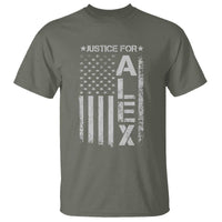 Justice for Alex Pretti American Flag T Shirt Minneapolis Jan 24 2026 Memorial Tribute