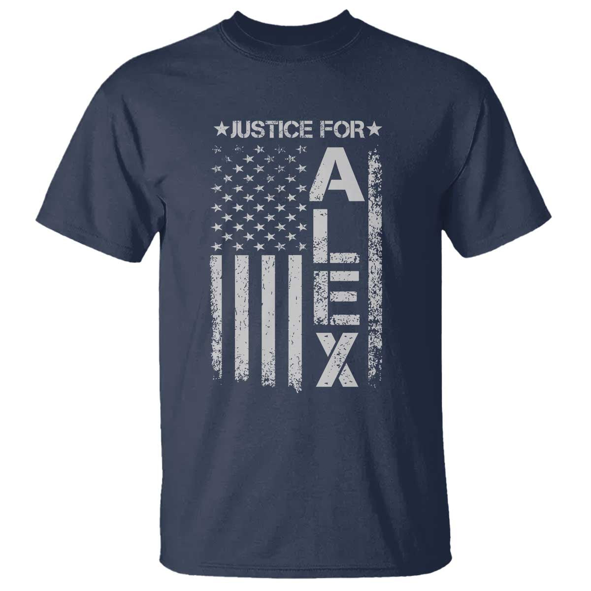 Justice for Alex Pretti American Flag T Shirt Minneapolis Jan 24 2026 Memorial Tribute
