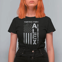 Justice for Alex Pretti American Flag T Shirt For Women Minneapolis Jan 24 2026 Memorial Tribute