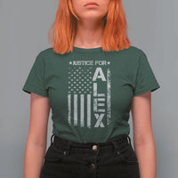 Justice for Alex Pretti American Flag T Shirt For Women Minneapolis Jan 24 2026 Memorial Tribute