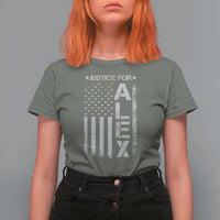 Justice for Alex Pretti American Flag T Shirt For Women Minneapolis Jan 24 2026 Memorial Tribute