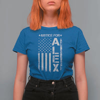 Justice for Alex Pretti American Flag T Shirt For Women Minneapolis Jan 24 2026 Memorial Tribute