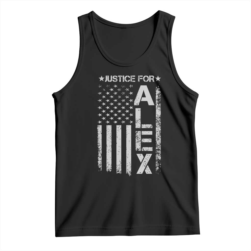 Justice for Alex Pretti American Flag Tank Top Minneapolis Jan 24 2026 Memorial Tribute