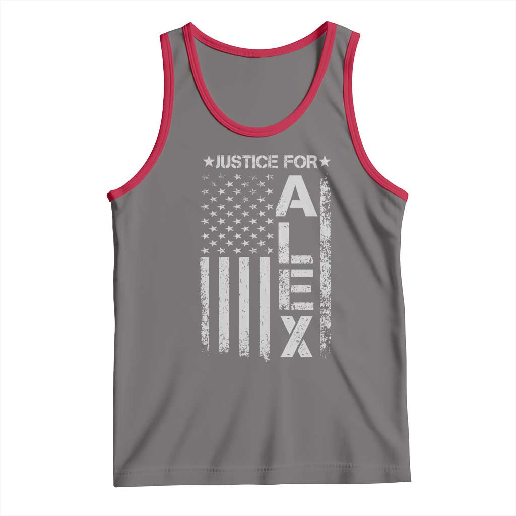 Justice for Alex Pretti American Flag Tank Top Minneapolis Jan 24 2026 Memorial Tribute