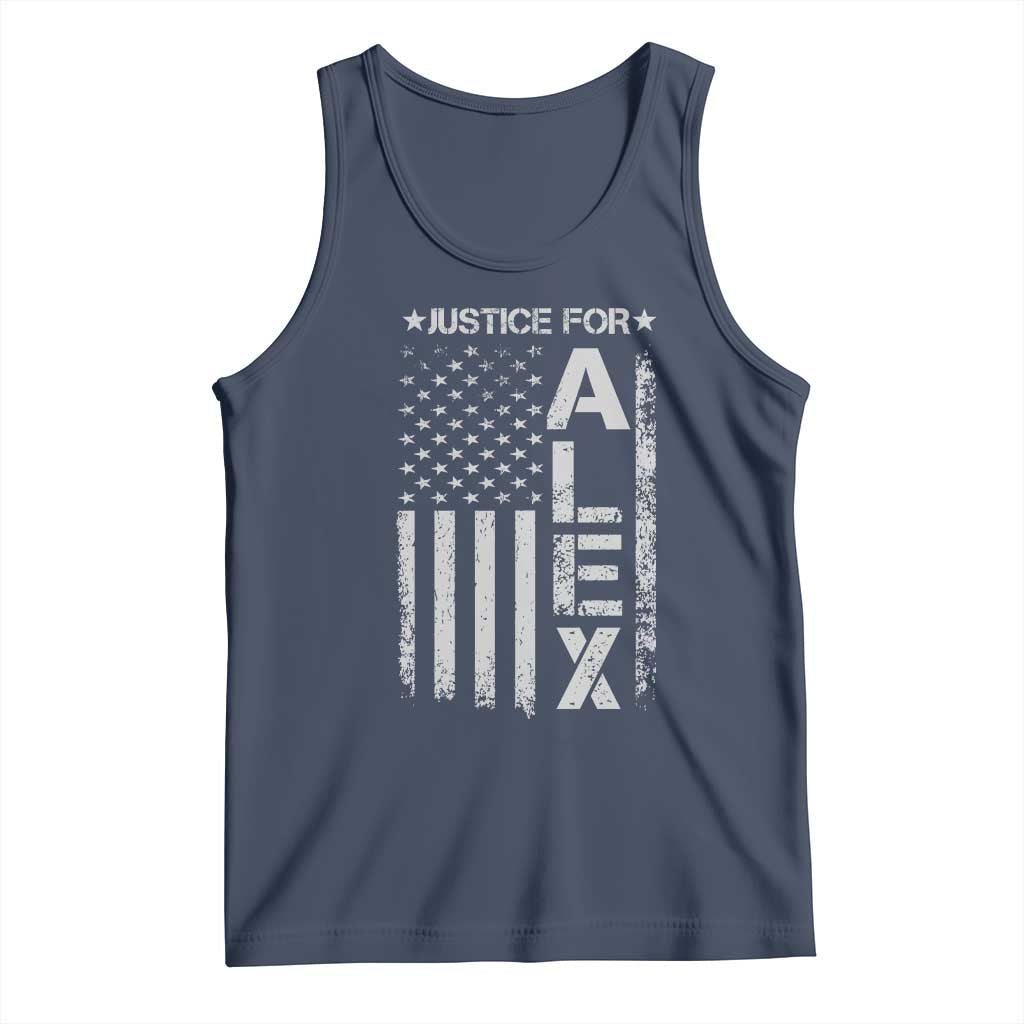 Justice for Alex Pretti American Flag Tank Top Minneapolis Jan 24 2026 Memorial Tribute