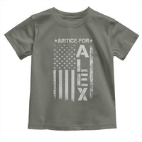 Justice for Alex Pretti American Flag Toddler T Shirt Minneapolis Jan 24 2026 Memorial Tribute