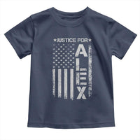 Justice for Alex Pretti American Flag Toddler T Shirt Minneapolis Jan 24 2026 Memorial Tribute