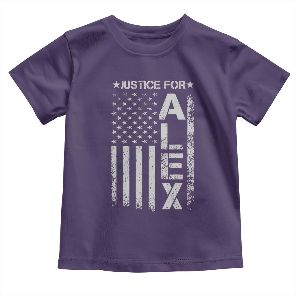Justice for Alex Pretti American Flag Toddler T Shirt Minneapolis Jan 24 2026 Memorial Tribute