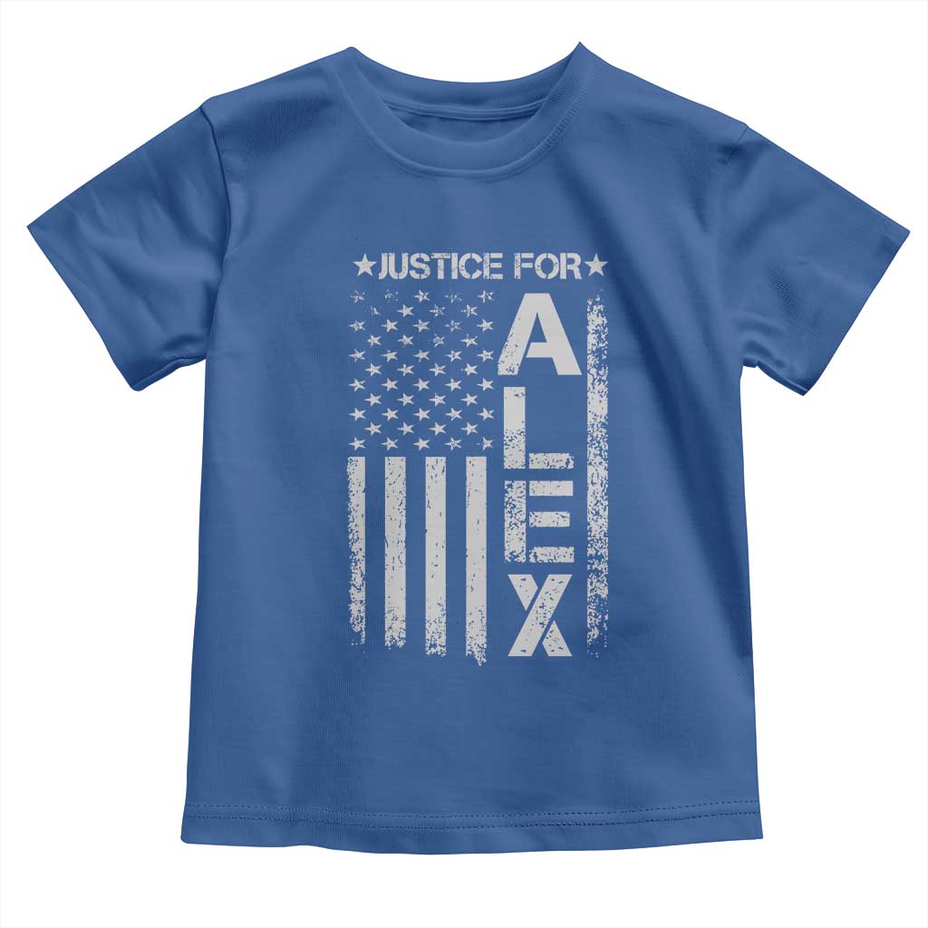 Justice for Alex Pretti American Flag Toddler T Shirt Minneapolis Jan 24 2026 Memorial Tribute