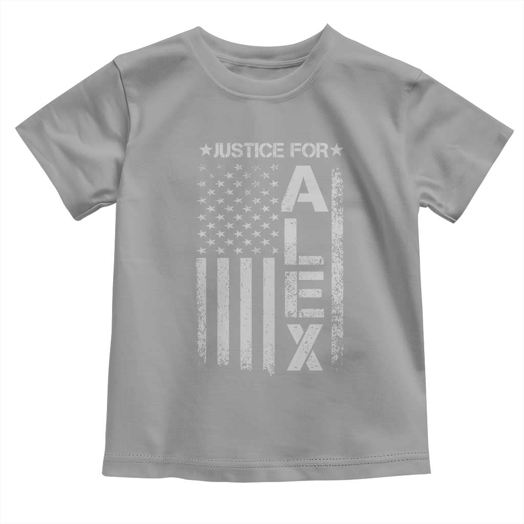 Justice for Alex Pretti American Flag Toddler T Shirt Minneapolis Jan 24 2026 Memorial Tribute