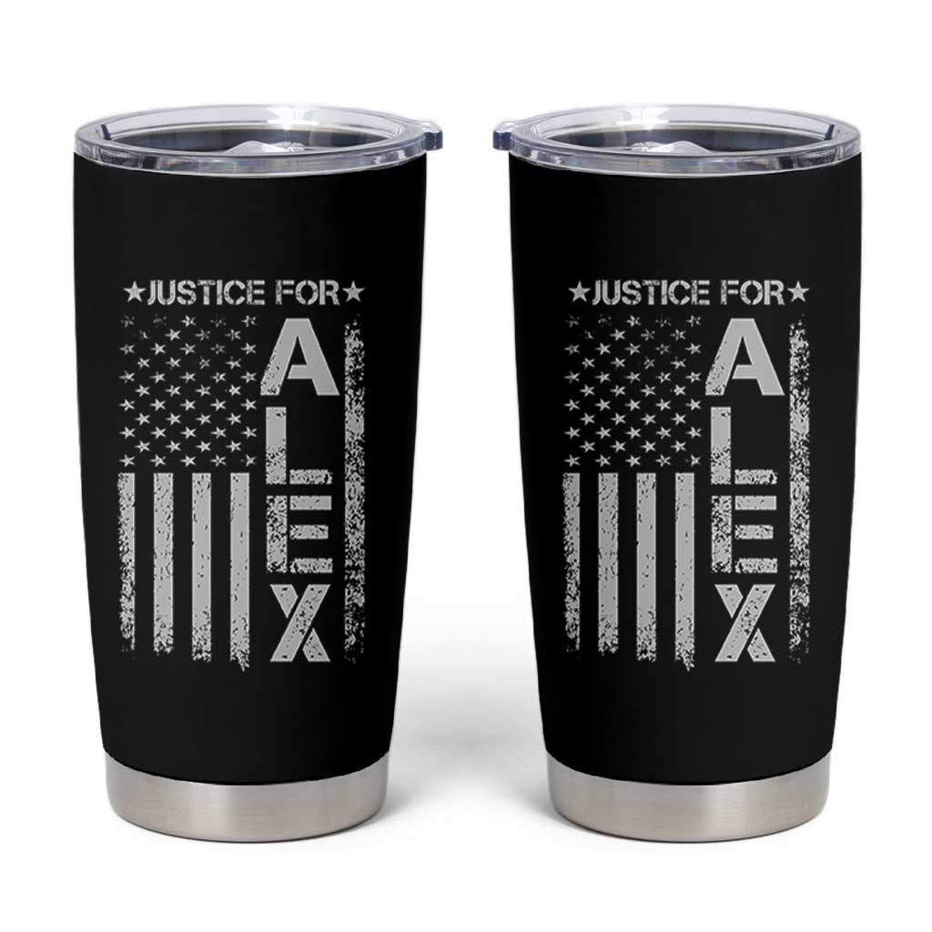 Justice for Alex Pretti American Flag Tumbler Cup Minneapolis Jan 24 2026 Memorial Tribute