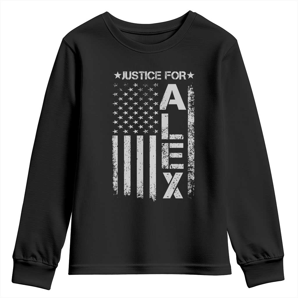 Justice for Alex Pretti American Flag Youth Sweatshirt Minneapolis Jan 24 2026 Memorial Tribute