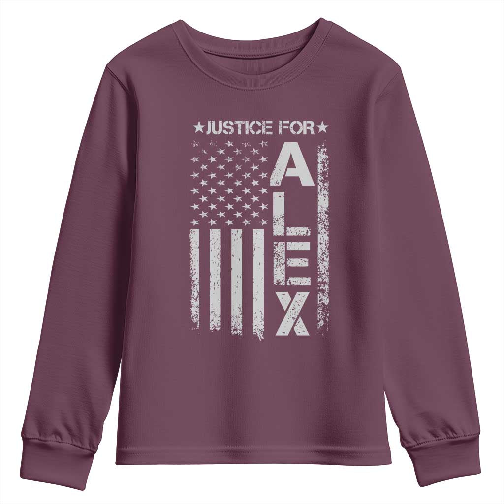 Justice for Alex Pretti American Flag Youth Sweatshirt Minneapolis Jan 24 2026 Memorial Tribute