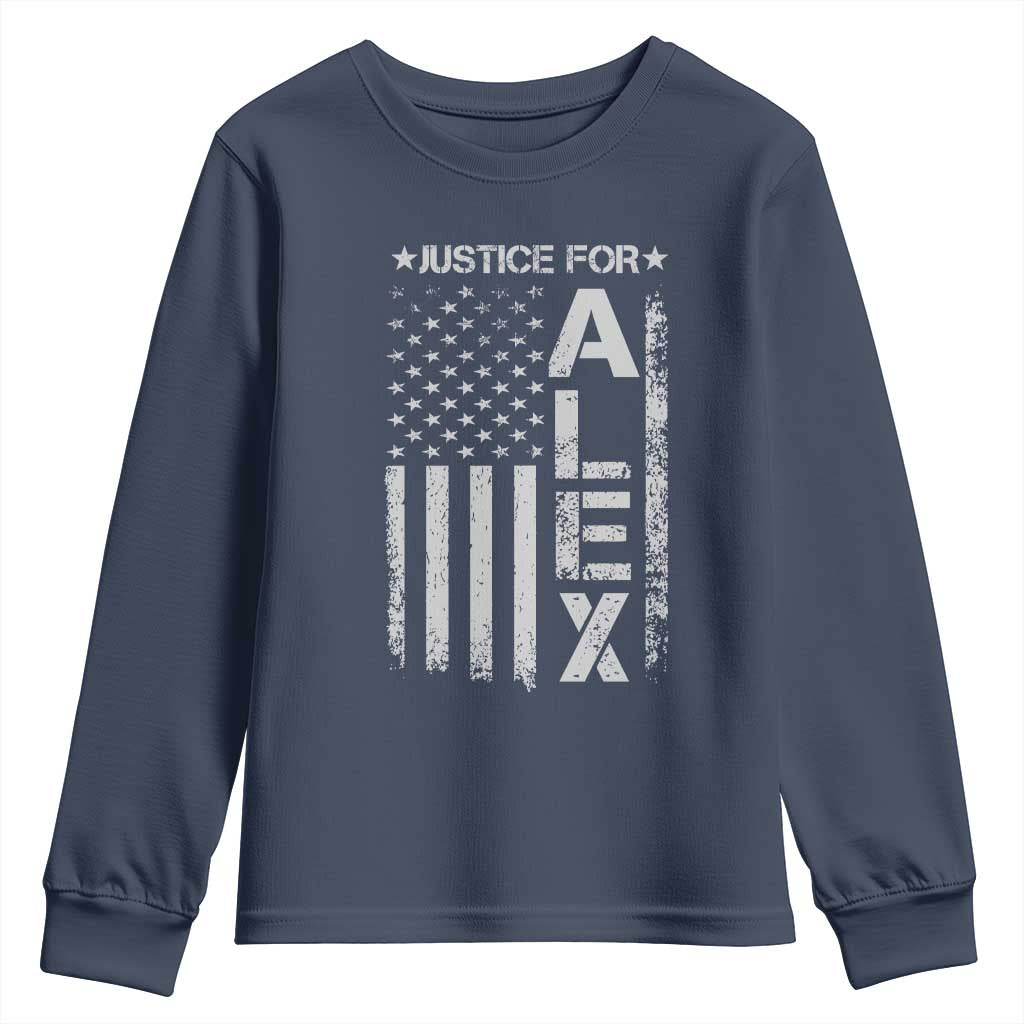 Justice for Alex Pretti American Flag Youth Sweatshirt Minneapolis Jan 24 2026 Memorial Tribute