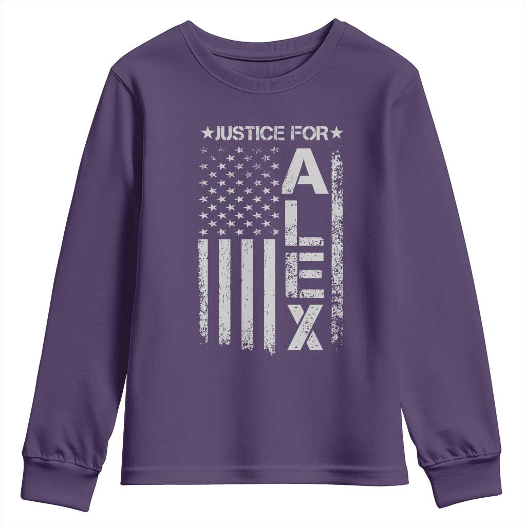 Justice for Alex Pretti American Flag Youth Sweatshirt Minneapolis Jan 24 2026 Memorial Tribute
