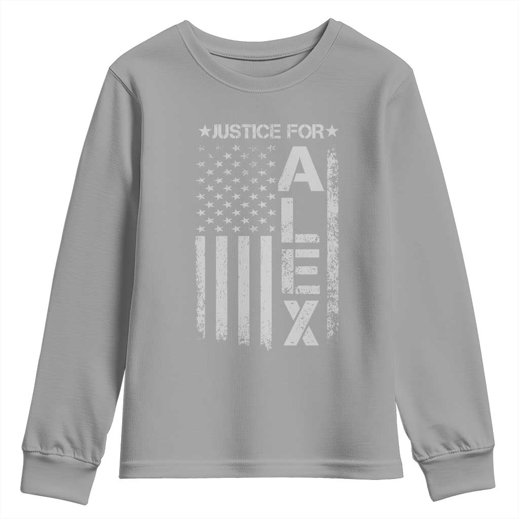 Justice for Alex Pretti American Flag Youth Sweatshirt Minneapolis Jan 24 2026 Memorial Tribute