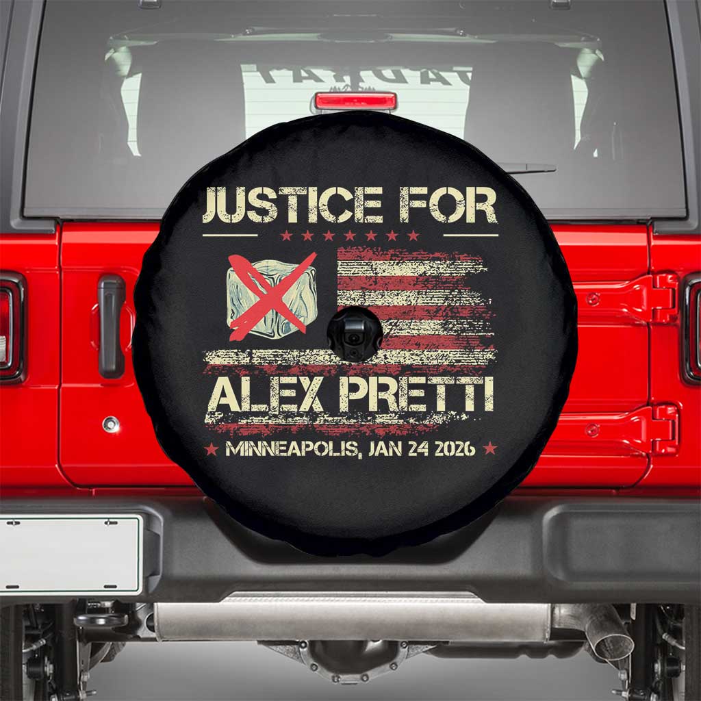 Justice for Alex Pretti Abolish Ice Protest Spare Tire Cover Minneapolis Jan 24 2026 American Flag