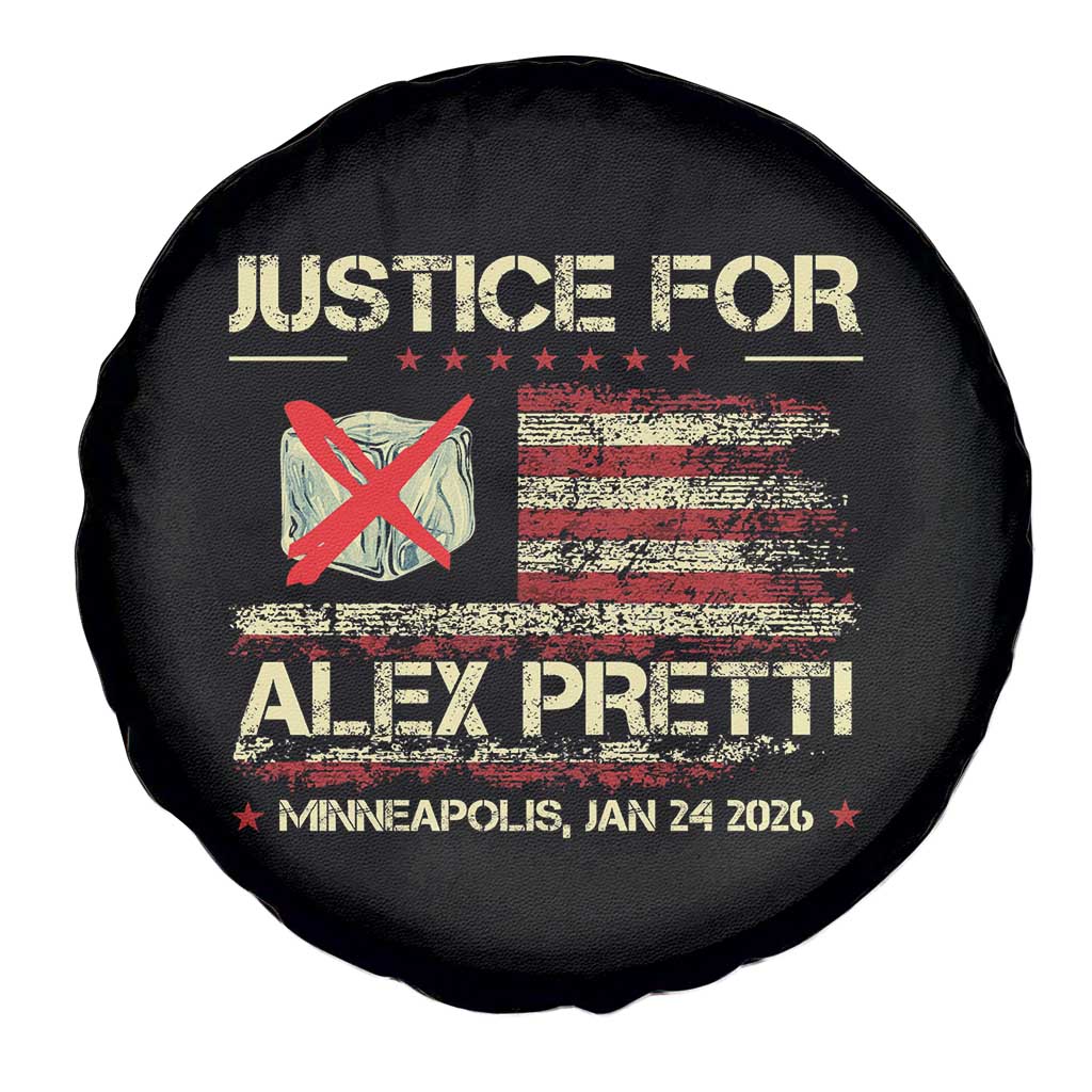 Justice for Alex Pretti Abolish Ice Protest Spare Tire Cover Minneapolis Jan 24 2026 American Flag