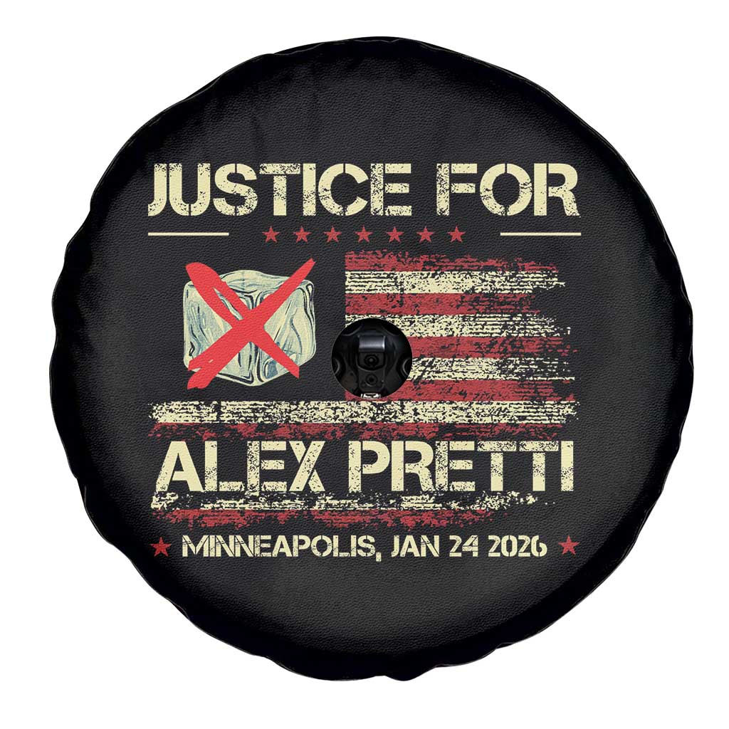 Justice for Alex Pretti Abolish Ice Protest Spare Tire Cover Minneapolis Jan 24 2026 American Flag