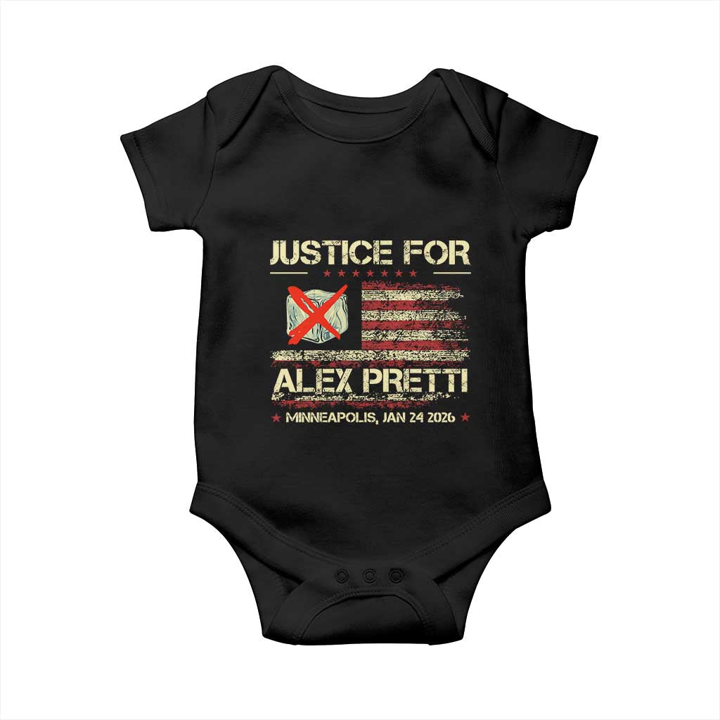Justice for Alex Pretti Abolish Ice Protest Baby Onesie Minneapolis Jan 24 2026 American Flag