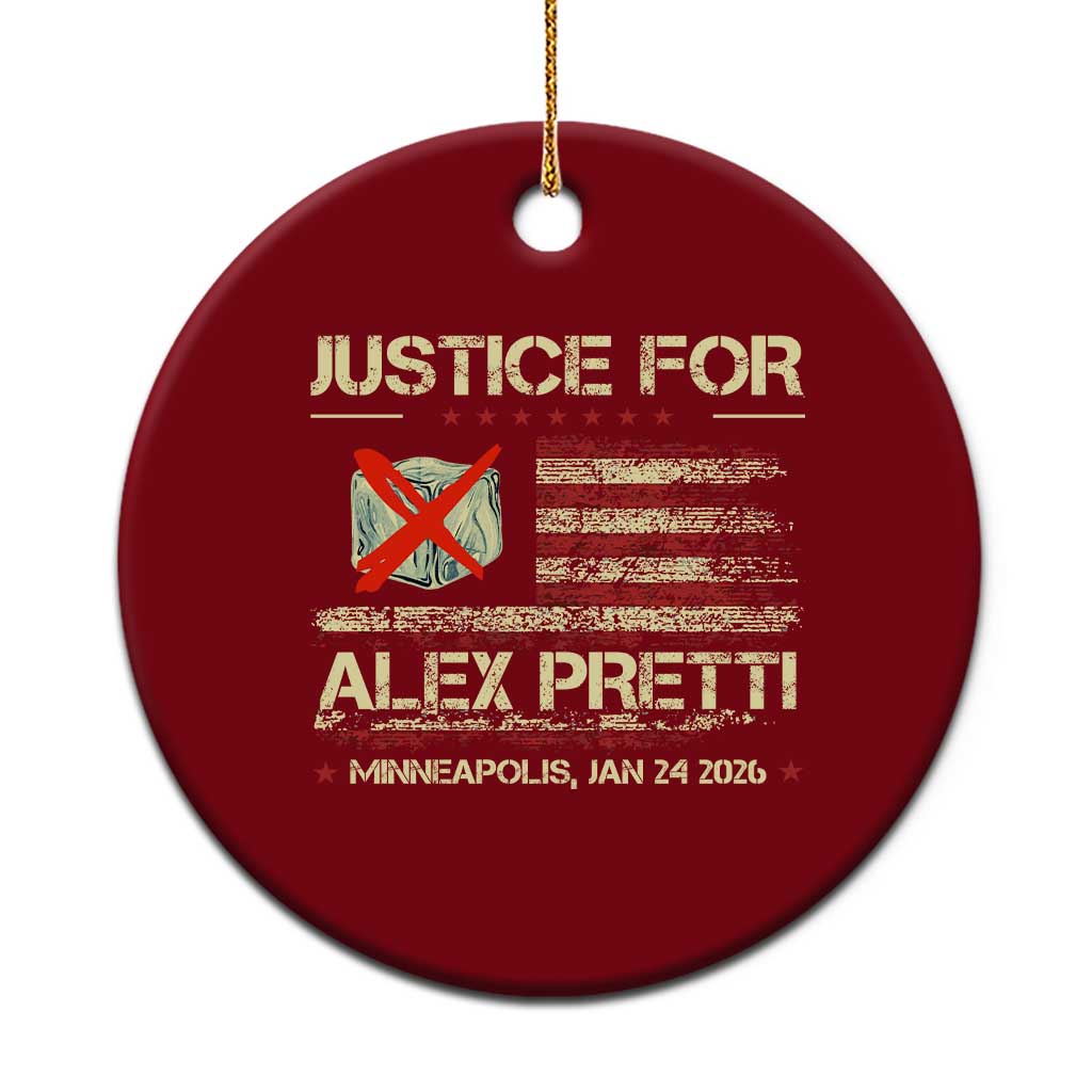 Justice for Alex Pretti Abolish Ice Protest Ceramic Ornament Minneapolis Jan 24 2026 American Flag
