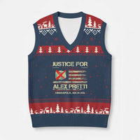 Justice for Alex Pretti Abolish Ice Protest V-Neck Knit Sweater Vest Minneapolis Jan 24 2026 American Flag