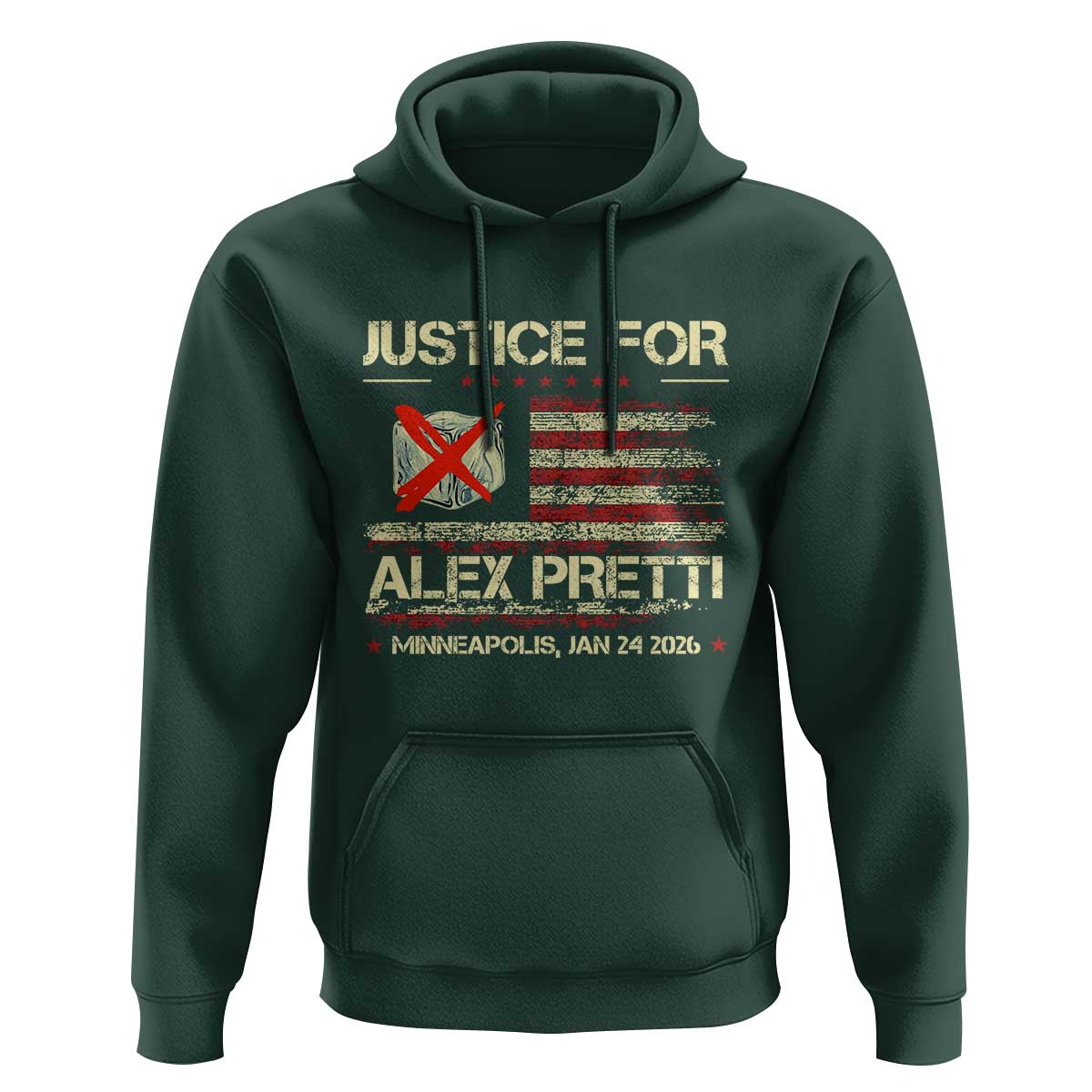 Justice for Alex Pretti Abolish Ice Protest Hoodie Minneapolis Jan 24 2026 American Flag