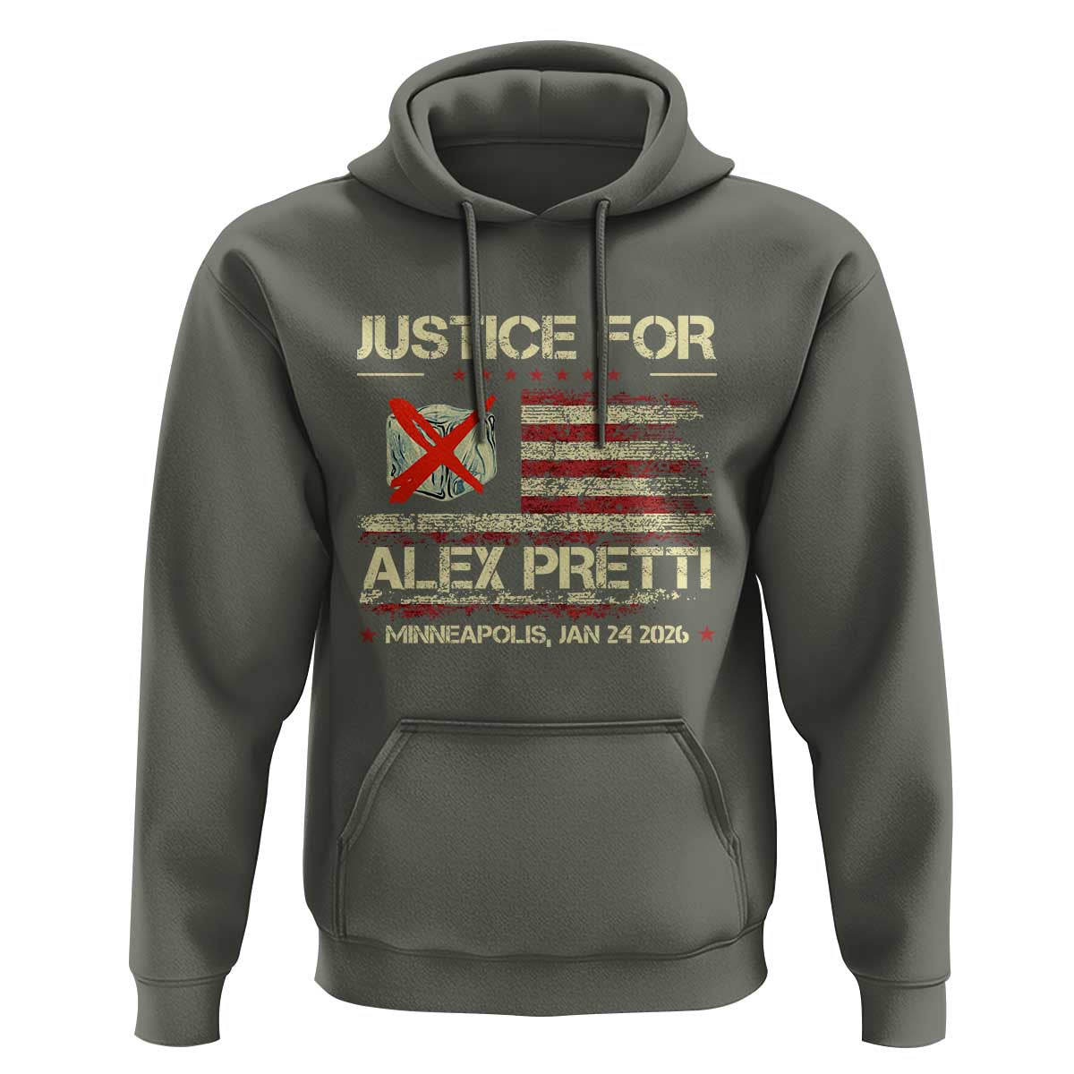Justice for Alex Pretti Abolish Ice Protest Hoodie Minneapolis Jan 24 2026 American Flag