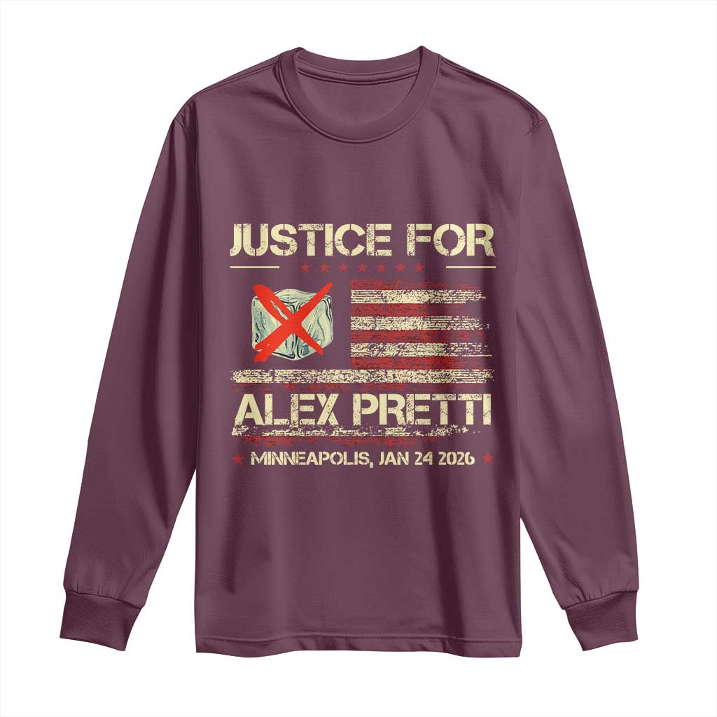 Justice for Alex Pretti Abolish Ice Protest Long Sleeve Shirt Minneapolis Jan 24 2026 American Flag