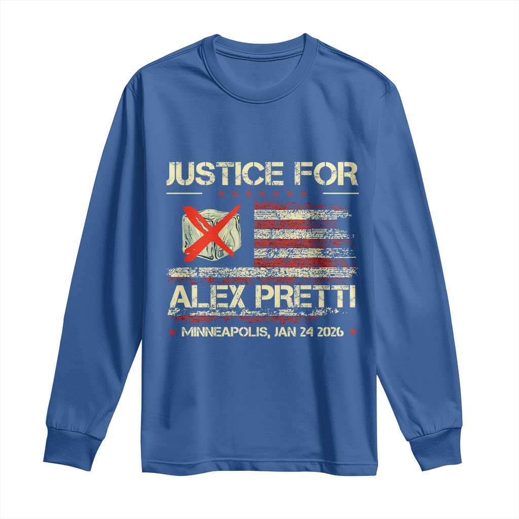 Justice for Alex Pretti Abolish Ice Protest Long Sleeve Shirt Minneapolis Jan 24 2026 American Flag
