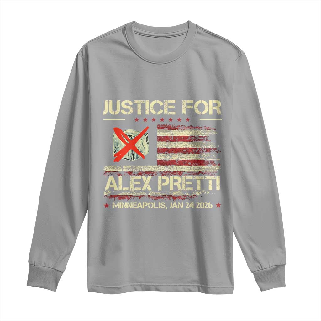 Justice for Alex Pretti Abolish Ice Protest Long Sleeve Shirt Minneapolis Jan 24 2026 American Flag