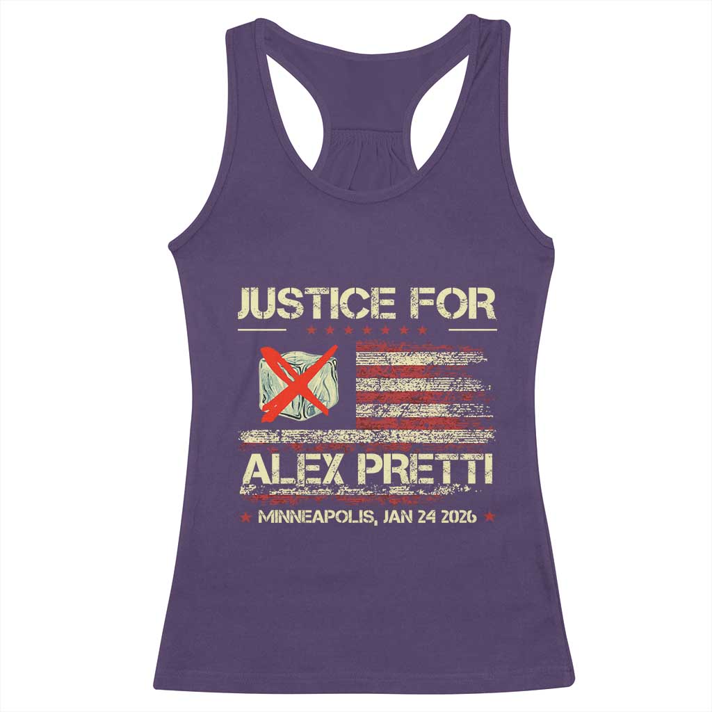 Justice for Alex Pretti Abolish Ice Protest Racerback Tank Top Minneapolis Jan 24 2026 American Flag